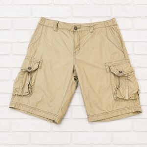 BKE Standard Fit Mens Tan Khaki Cargo Shorts Size 34 Cotton Multi Pocket Classic